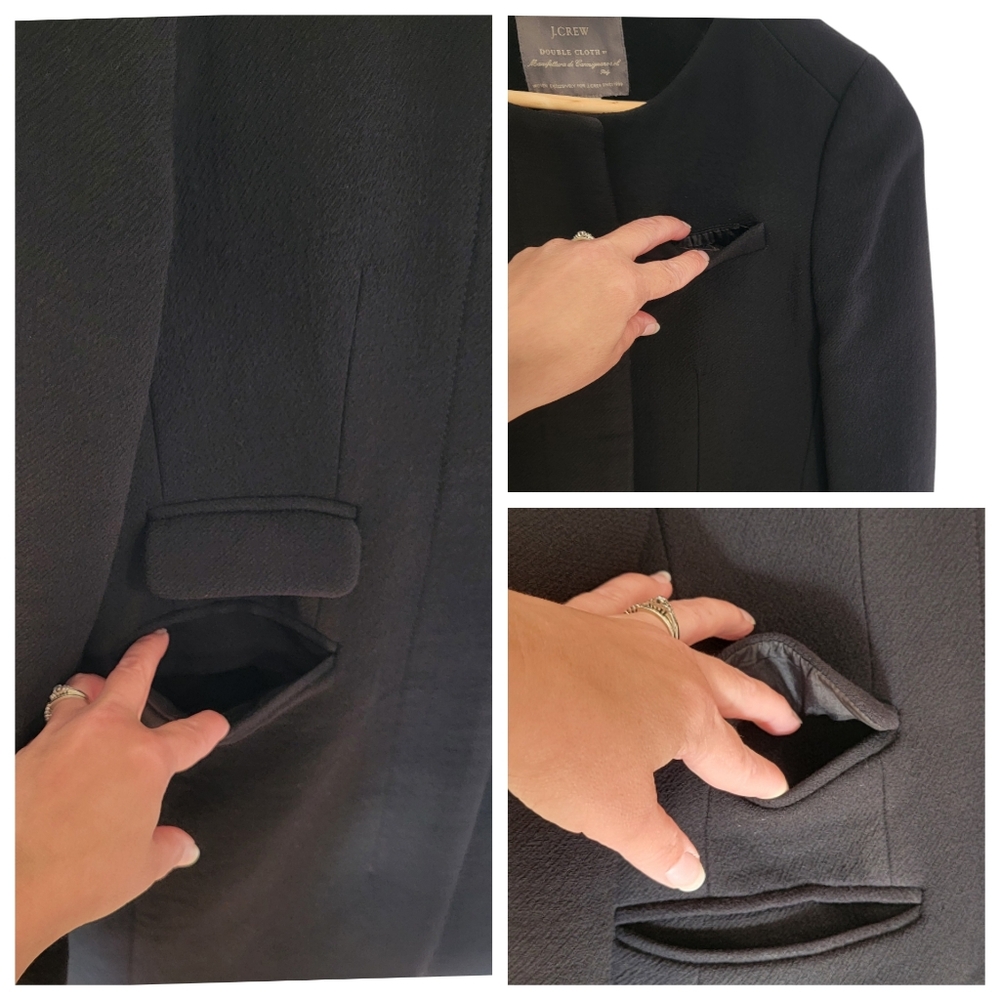 J.Crew Lady’s Symphony Top Coat Black Italian Double-Cloth Wool Blend Si… - Picture 10 of 16